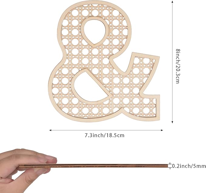 Wooden Rattan Letters 8 inch Wood Letters & for Wall Decor Crafts Boho Nursery Decor for Baby Shower Wedding Bedroom Name Signs Large Rustic Letter Home Decoration