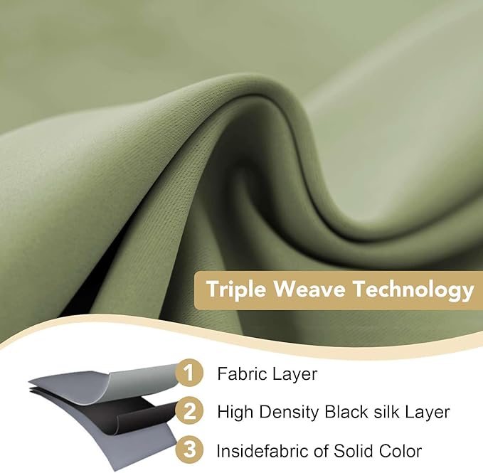 H.VERSAILTEX Ultra Soft Microfiber Thermal Insulated Antique Copper Grommet Blackout Curtains/Window Treatment Draperies 52 by 72 - Inch for Living Room/Bedroom,Set of 2 - Sage