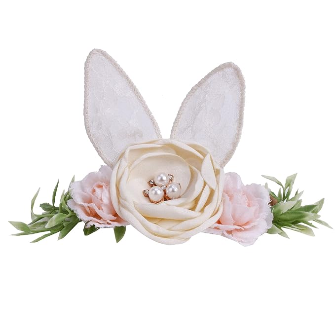 Baby Girl Floral Headbands Hair Bows Bunny Easter Headband Flower Crown Newborn Toddler Hair Accessories （1-6 years old）