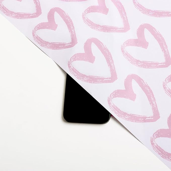 Timeet Pink Heart Wallpaper Peel and Stick Wallpaper Modern Wallpaper Pink White Contact Paper 17.7"x393.7" Self Adhesive Removable Wallpaper for Bedroom Kids Room Wall Decor