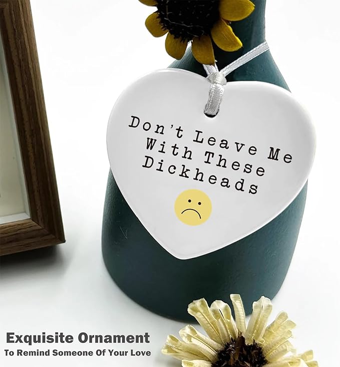 Heart Shaped Christmas Ornament-Colleague Promotion New Job Gift-Funny Farewell Goodbye Don’t Leave Me Appreciation Present for Coworker Leader Teacher Ceramic Keepsake Decor