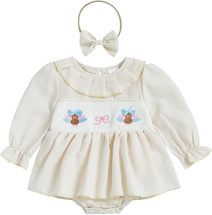 Giraropa Baby Girl Fall Winter Clothes Long Sleeve Romper Dress + Socks + Headband Newborn Infant Cute Casual Outfits