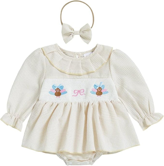 Giraropa Baby Girl Fall Winter Clothes Long Sleeve Romper Dress + Socks + Headband Newborn Infant Cute Casual Outfits