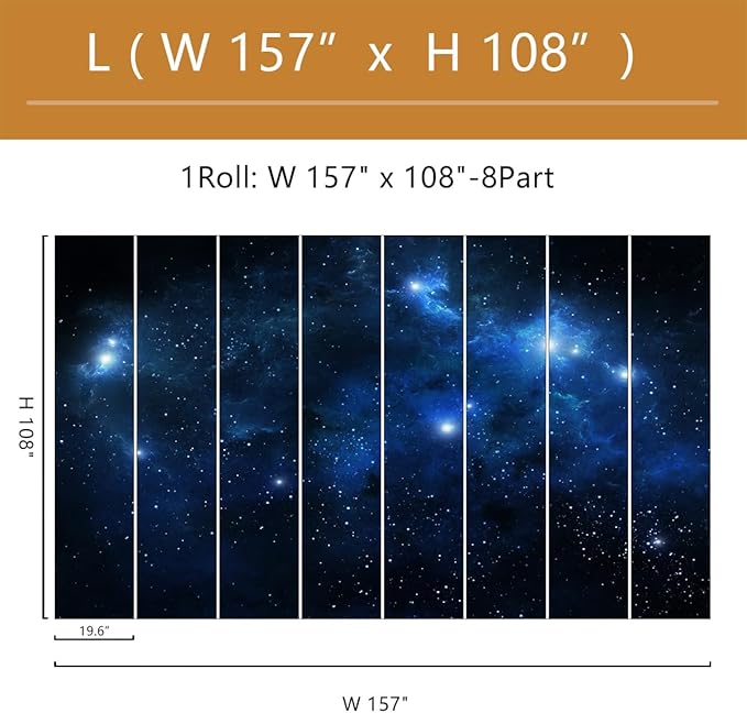 Galaxy Wallpaper Peel and Stick Night Sky Ceiling Self-Adhesive Mural for Living Room Bedroom 157"x108"