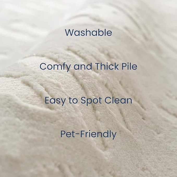 Revival Rugs Shell 7'10"x10' Washable Area Rug for Living Room Bedroom - 100% Recycled Oeko-TEX Certified, Medium Pile, Beige, Cream