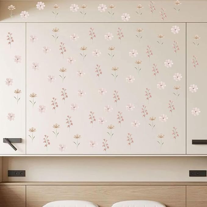 Daisy Wall Decals - 84PCS Removable Peel and Stick Flower Wall Stickers for Girls Room, Living Room, Bedroom, Nursery Decor