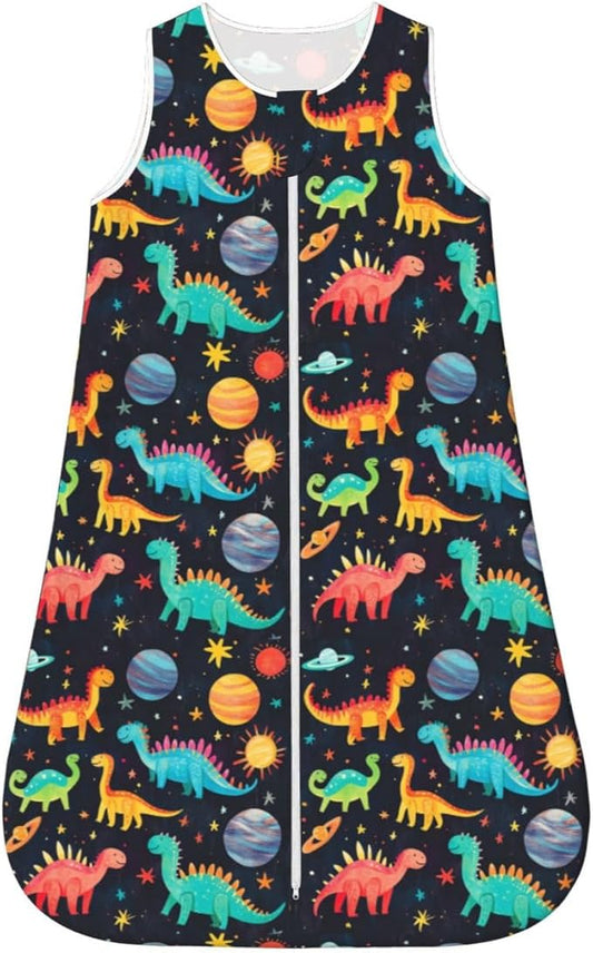 Baby Sleep Sack Sleeveless Sleeping Bag Wearable Blanket Soft Breathable Toddler Sleep Bag Colorful Dinosaur