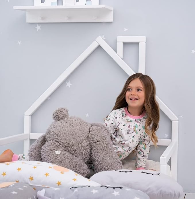BUSYWOOD Toddler Floor Bed Frame - Cozy House Bed for Kids - Montessori Floor Kids Bed - Twin Bed Frames for Kids - Loft Bed for Toddler - Wood Children Bed (Model 3, Floor Bed)