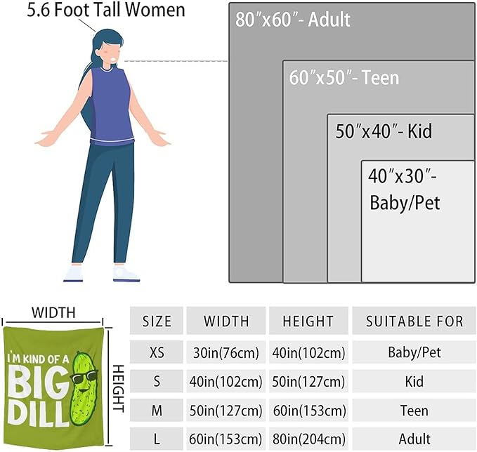 Pickle Throw Blanket for Baby - 30x40 Inches Lap Size - Soft Fluffy Cozy Blankets Gift - Green Funny Blanket Throws for Couch, Work