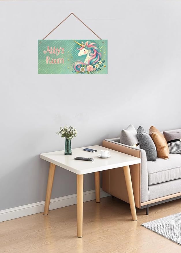 Personalized Sign Vintage Unicorn Kids Room Decor, Flowers Theme Little Man Cave Wall Art Decor for Nursery, Nursery Door Decor for Toddler Baby Boys Room