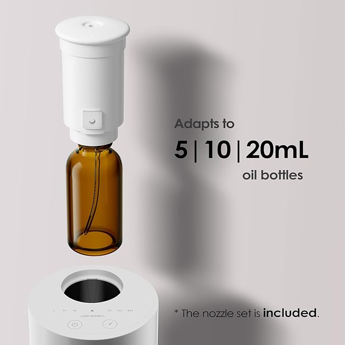 Airversa Waterless Diffuser for Essential Oil, Car Diffsuer, Battery Operated Nebulizer, 0.7 Fl Oz/ 20mL, Mini Scent Air Machine, 3 Timers & 3 Mist Levels for Home, Room, Car, Office - AN6 Green Lily