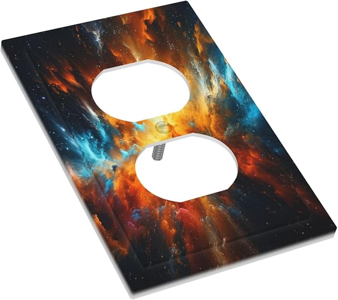 Decorative Outlet Covers Cosmic Outer Space Nebula Explosion 3 Gang Duplex Switch plate Covers Electrical Switch plate Covers Wall Plates Receptacle Covers for Bathroom Home Decor