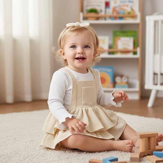 YOUNGER TREE Newborn Baby Girl Fall Winter Outfits Long Sleeve Romper Corduroy Overall Dress Infant Skirt Clothes Sets