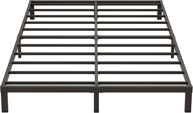 9 Inch Low Queen Bed Frame Heavy Duty Metal Platform, No Box Spring Needed, Easy Assembly Mattress Foundation, No Noise, Black
