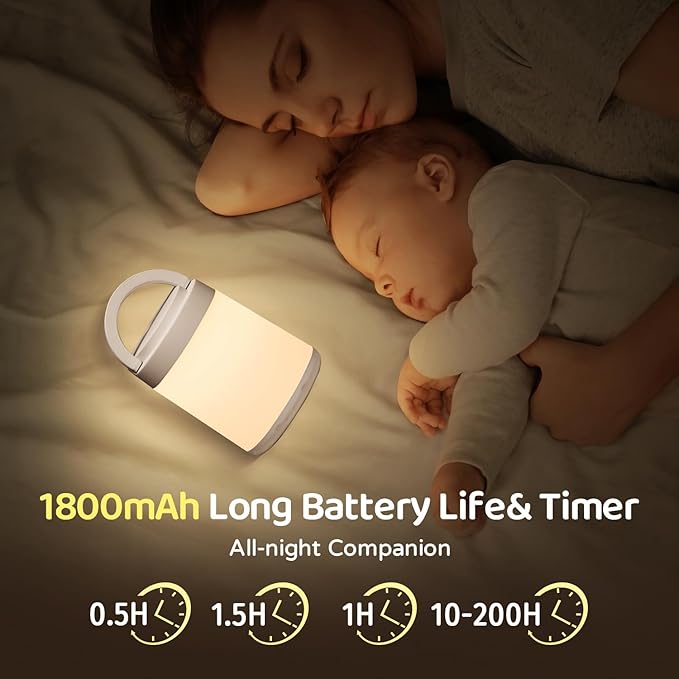Baby Night Light for Baby Nursery Lamp,10 Colors+8 Dimmable Night Lights for Kids Lantern,Rechargeable+Remote+Touch Nightlight for Kids Room,1800mAh Touch light, Night Lamp for Nursery,Christmas Gifts