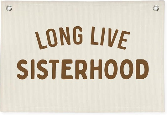 Girls Room Decor,Long Live Sisterhood Canvas Banner,Nursery Playroom Wall Decor for Girls Bedroom Toddler Decorations Teen Girls Room Decor,Twins Bedroom Decor Flag Canvas Banner 30x20 Inch