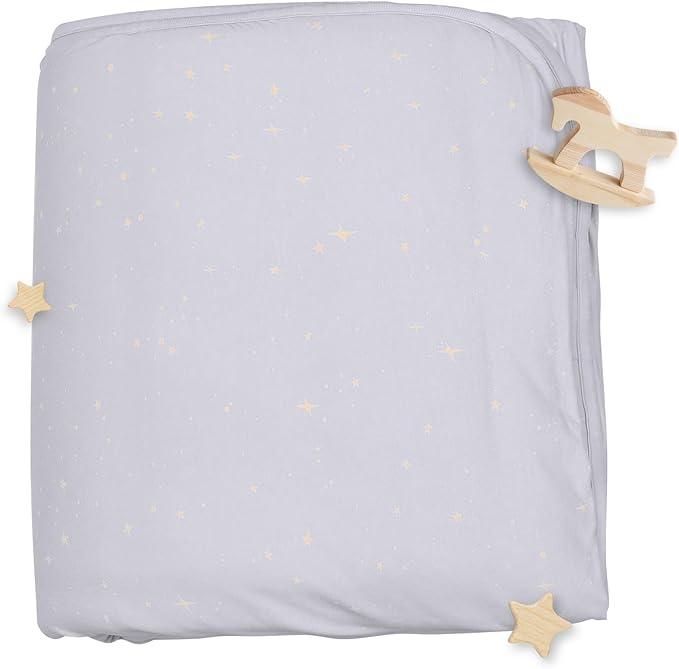 Nyte Nyte Baby - 1.0 TOG Soft Baby Quilted Blanket - Lightweight and Breathable, Ideal for Newborns and Toddlers, 39" x 57", Machine Washable, Fog with Stars
