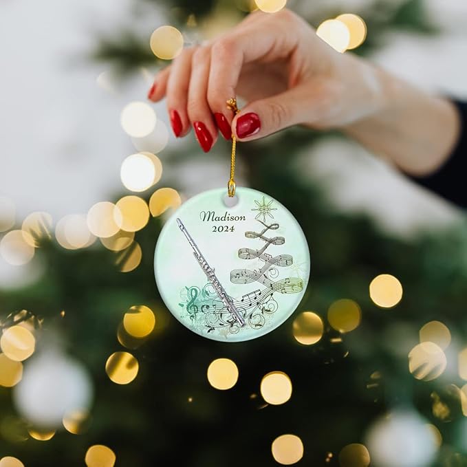 wowcugi Flute Ornament Personalized Instrument Ornaments for Christmas Tree Xmas Tree Decorations Keepsake Gifts for Band Instruments Music Lovers