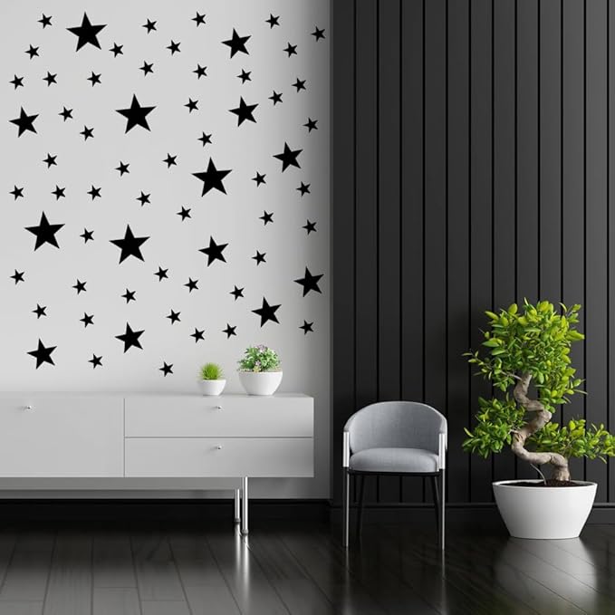 155 Pcs Black Star Wall Decals – Mix Sizes (1Inch-4Inch) Peel & Stick Vinyl Stickers for Kids Room, Nursery & Bedroom Décor