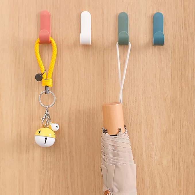 24 Pack Adhesive Hooks Utility Wall Hooks Key Hooks for Wall Decorative Key Holder Rack Self Adhesive Wall Hooks for Towels, Hats, Shower, Kitchen, Living Room, Office