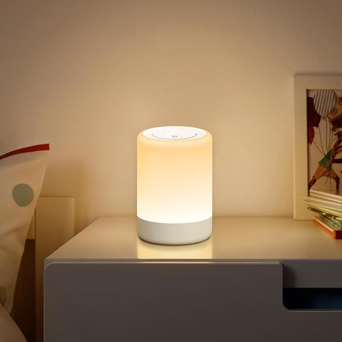 Nursery Night Light for Kids, 256 RGB Color Changing & Warm White Touch Bedside Lamp Wireless, 2200mAh USB Rechargeable LED Small Table Lamps for Bedroom, Dimmable Nursery Lamp with Memory