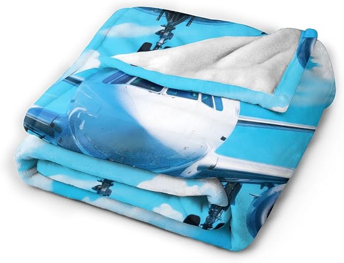Airplane Blanket for Boys Pilot Plane Throw Blanket Aircraft Soft Cozy Fleece Fuzzy Stuffed Plush Flannel Gifts for Girls Women Kids Adults 50''x60''