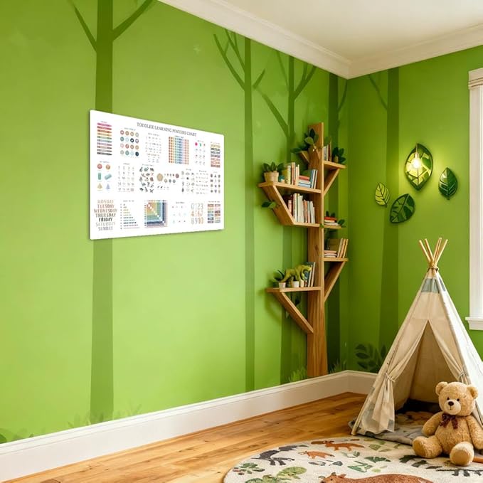 Educational Posters for Toddlers 1-3, Toddler Learning Poster for Kids Ages 3-5, Chart Canvas Print Nursery Preschool Homeschool Kindergarten Classroom Decor 22x34 Inch Unframed A