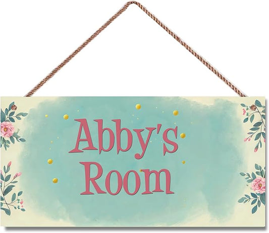 Personalized Flowers Sign Wall Art Décor For Kids Room Custom Name Door Decor, Flowers Floral Nursery Art Plate For Girls Room Boys Bedroom Garden