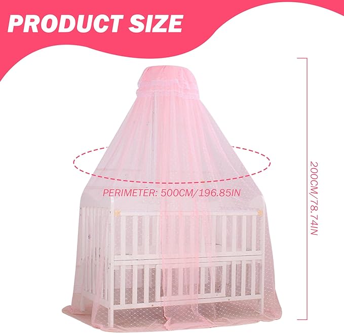 Adjustable Height Baby Bed Canopy - Encrypted Breathable Mesh Bed Curtain for Cribs and Toddler Beds, Nursery Decoration Accessory
