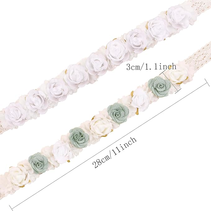 Hairband, 2pcs Children Girl Lace Headbands with Flower, Adjustable Size Hair Accessories Gift for Children