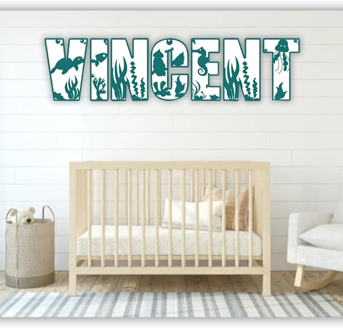 Personalized Wooden Name Sign - Custom Baby Name Signs for Nursery & Kids Room, Baby Announcement Sign, Wall Name Signs Personalized, Round Wooden Letters for Nursery Decor (Letters 3D)