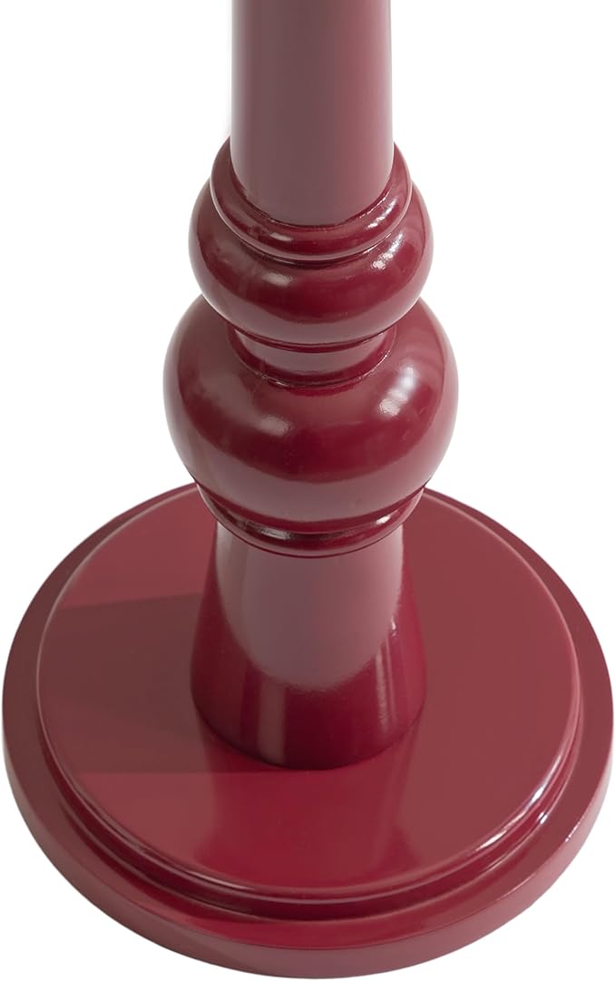 Kate and Laurel Wegner Transitional Wooden Round Drink Table, 8 x 8 x 23, Gloss Red, Modern Durable Pedestal Table for Use as Indoor Plant Stand, or Decorative Living Room Decor Accent