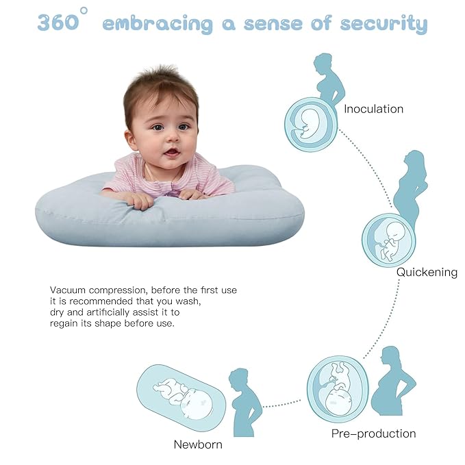 Baby Lounger for Newborn, Bionic Design Baby Lounger, Soft Organic Cotton Breathable Lounger for Infants 0-18 Months (Grayinsh Blue)