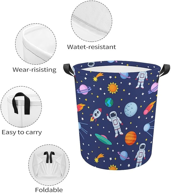 Kids Laundry Basket Christmas Basket Space Toy Dirty Clothes Storage Bins Collapsible Laundry Baskets Boys Room Decor Christmas Gifts