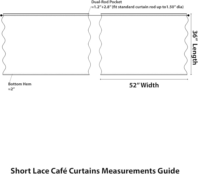 Kotile Short Beige Lace Curtains 36 Inch Length 2 Panels Set, Rustic Floral Vintage Scalloped Lace Kitchen Window Curtains Over Sink, Rod Pocket Privacy Sheer Lace Café Curtains, Each 52 x 36 Inch