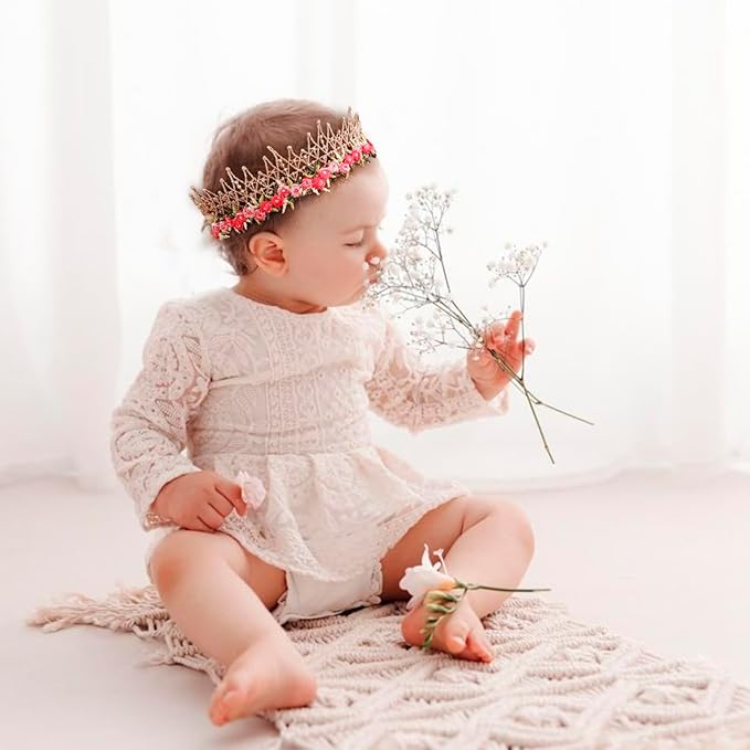 cherrboll Baby Flower Bows Headbands 6pcs Floral Hair Wraps Nylon Hairbands Crown Newborn Infant Toddler Hair Accessories
