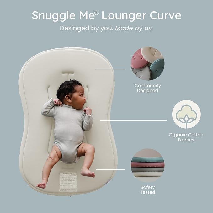 snuggle me® Baby Lounger Curve (Natural) + Lounger Cover (Natural) - Bundle