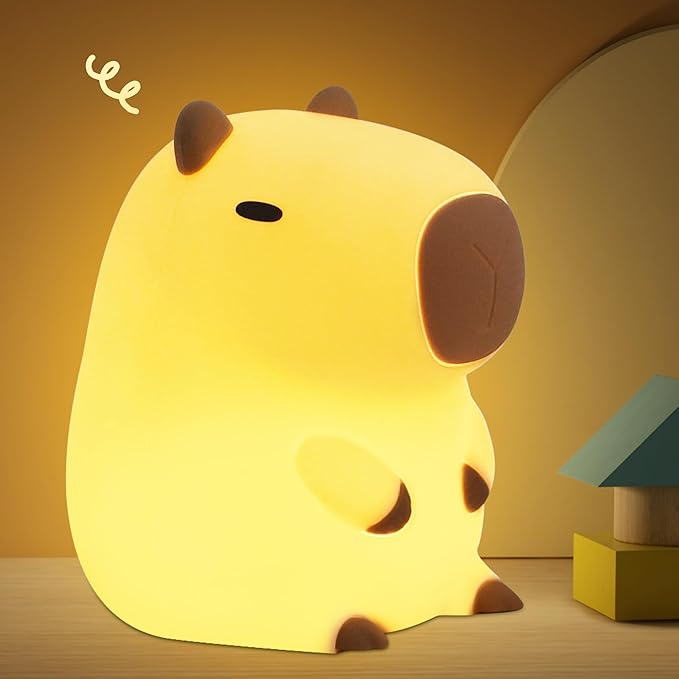 Capybara Night Lamp, Capybara for Loved Ones and Friends, Capybara Light Gift, ABS+SIL, Touch Control, Portable Rechargeable Dimmable, Best Choice for Gift Giving (Capybara)