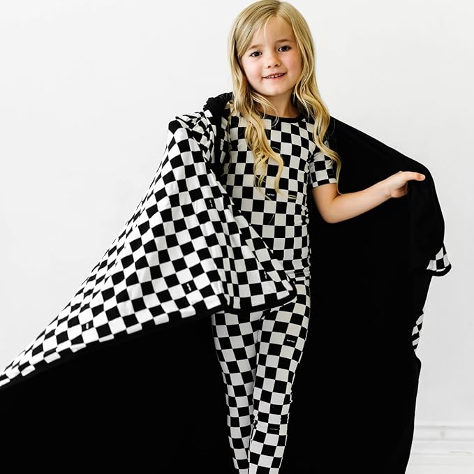 Little Sleepies Cloud Blanket, Soft Viscose from Bamboo Toddler & Baby Blanket for Boys & Girls, Lightweight, Perfect for Hot Sleepers, 50" x 50", Large (Cool Checks)