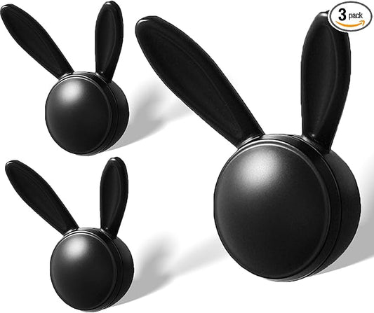 3 Pack Heavy Duty Metal Wall Hooks - Decorative Cute Rabbit Shaped Coat Hooks, Multi-Color Rustproof Bathroom/Bedroom/Entryway Towel Hooks for Towels, Coats, Keys (Matt Black, Large Size)