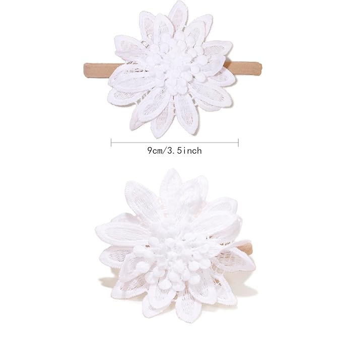 OOSAKU Baby Girl Flower Headbands Set Elastic Floral Headbands 6pcs Soft Nylon Hair Band for Newborn Toddler Hair Accessories (XKFD005)