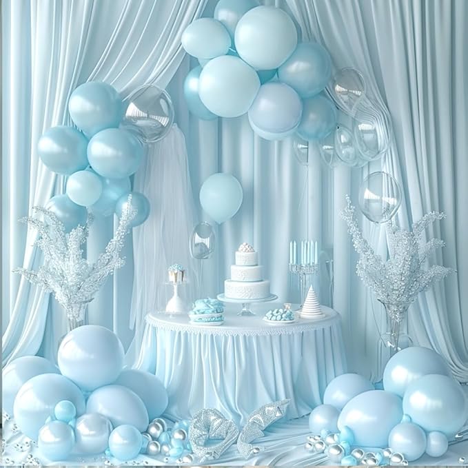 10x10ft Wrinkle Free Blue Backdrop Curtains for Parties Blue Fabric Curtain Backdrop Drapes for Wedding Arch Party Ceremony Stage Decoration W5' x H10'丨2 Panels YUNBSDJ141