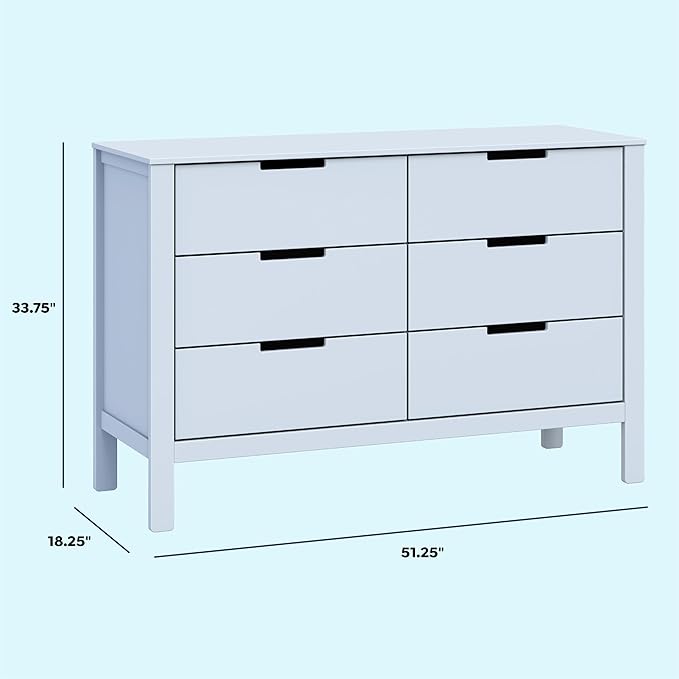 Carter's by DaVinci Colby 6-Drawer Double Dresser in Powder Blue, GREENGUARD Gold Certified