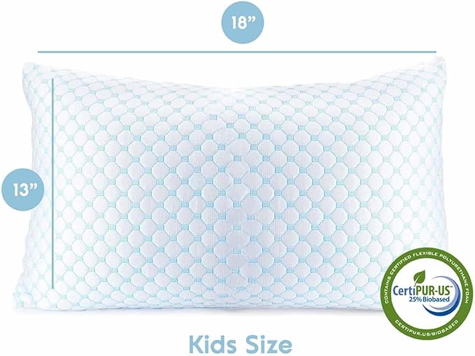 Nestl Cooling Kids Pillow for Sleeping 1 Pack, Luxury Shredded Memory Foam Pillows Kids Size, Adjustable Cold Gel Pillows for Hot Sleepers Supportive Cool Pillow for Side Back Stomach Sleepers