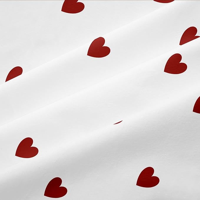Red Duvet Cover Twin Size Heart Bedding Set Kids Boys Girls Cute Love Pattern Soft Breathable Reversible Fall Christmas Duvet Cover Set 2 Pieces with 1 Pillowcase