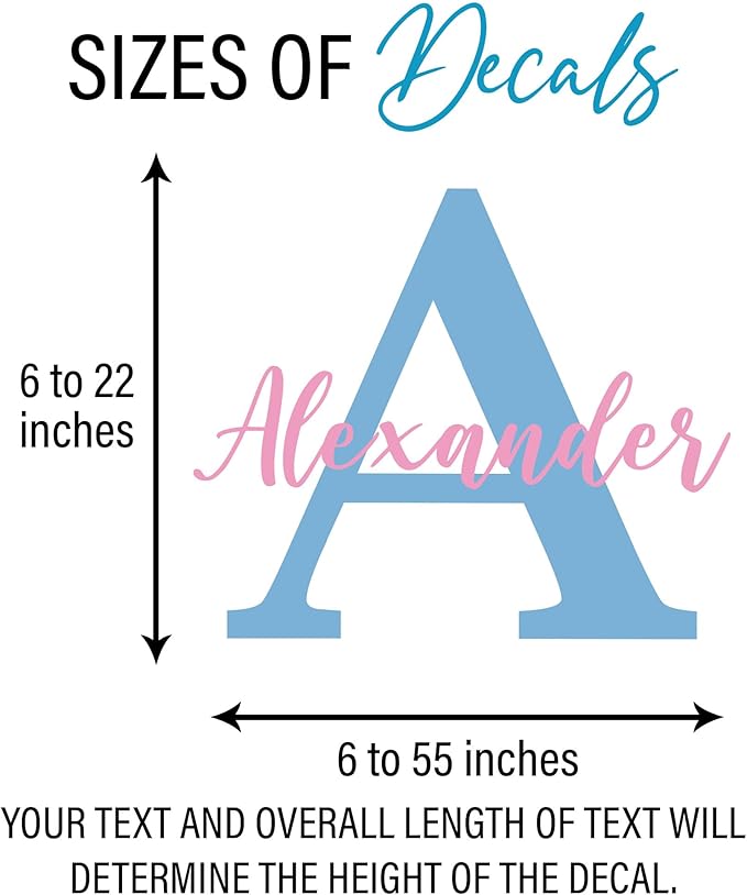 Custom Name Initial Vinyl Wall Decal Custom Name for Nursery Decals Transparent, DTF Vinyl Sticker for Home & Room Décor, Removable Wall Art for Kids & Teens Bedroom, Car