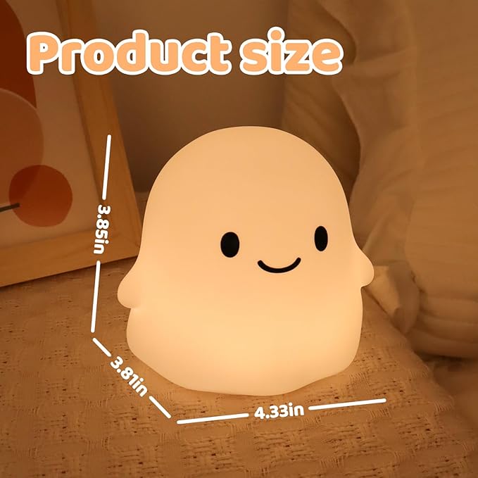 Halloween Ghost Night Light, Kids Halloween Gifts - Cloud Nightlight, Halloween Decorations, Squishy Silicone, Dimmable, Rechargeable, 30-Min Timer, Bedroom Nursery Bedside, Room Decor