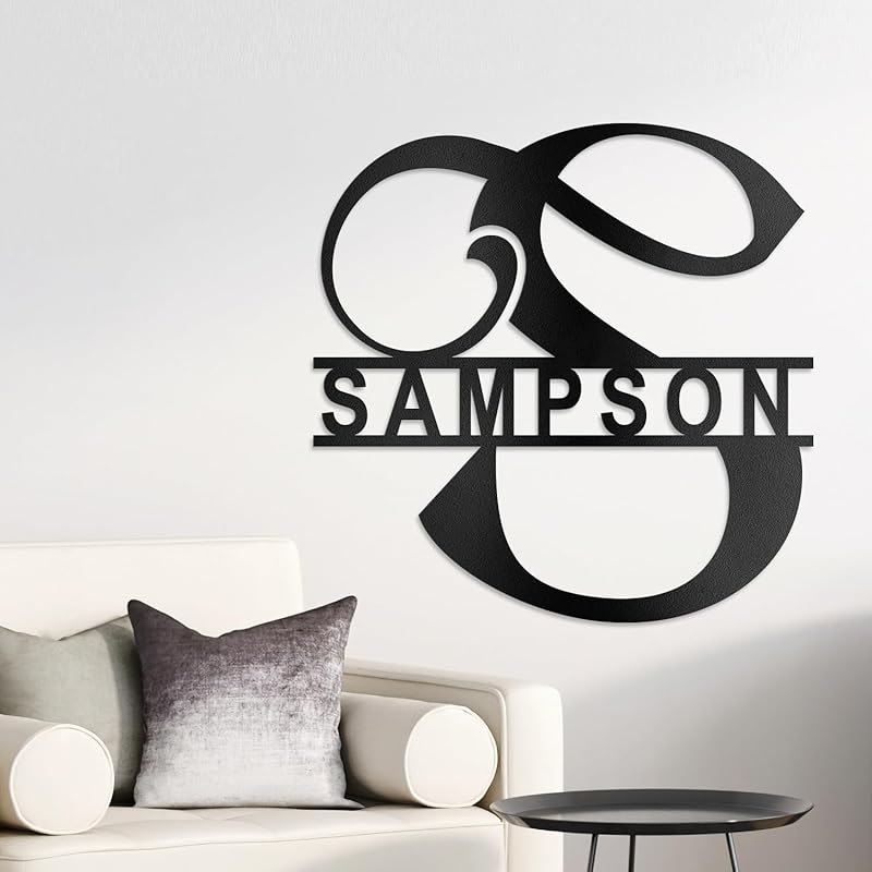 Custom Metal Name Sign Metal Wall Art Split Letter Monogram Family Name Sign Personalized Wedding Gift Fire Pit Sign Outdoor Decor