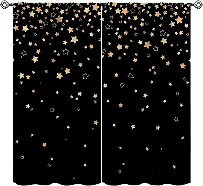 Star Celestial Blackout Curtain, Space Funny Fantasy Galaxy Starry Night Window Curtain for Kids Bedroom Nursery Toddler Room 52" W X 84" L