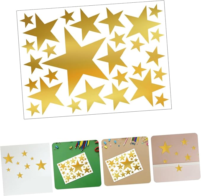 10pcs Gold Foil Star Wall Decals for Bedroom Decor Removable Nursery Stickers Self-Adhesive Star Shape Wall Stickers for Living and DIY Decoration